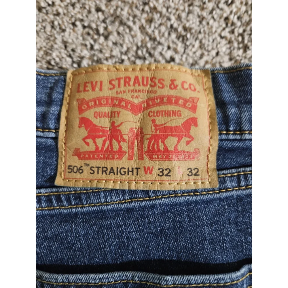 Levi's 506 Straight Fit Jeans Mens 32x34 High Stretch Dark Wash‎ Denim Vtg